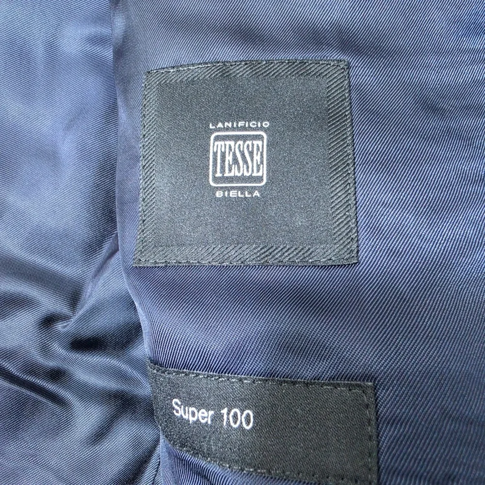 Hugo Boss Lanificio Tesse Biella Mens 40 Blazer Blue Wool L/S Textured
